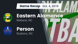 Recap: Eastern Alamance  vs. Person  2019
