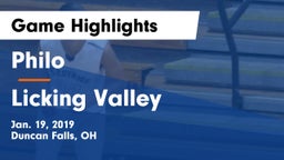Philo  vs Licking Valley  Game Highlights - Jan. 19, 2019