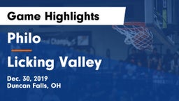 Philo  vs Licking Valley  Game Highlights - Dec. 30, 2019