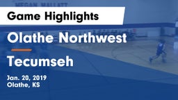 Olathe Northwest  vs Tecumseh  Game Highlights - Jan. 20, 2019