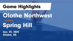 Olathe Northwest  vs Spring Hill Game Highlights - Jan. 25, 2022