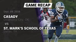 Recap: Casady  vs. St. Mark's School of Texas 2016