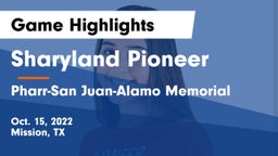 Sharyland Pioneer  vs Pharr-San Juan-Alamo Memorial  Game Highlights - Oct. 15, 2022