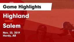 Highland  vs Salem  Game Highlights - Nov. 23, 2019