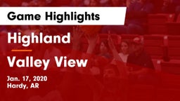 Highland  vs Valley View  Game Highlights - Jan. 17, 2020