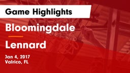 Bloomingdale  vs Lennard  Game Highlights - Jan 4, 2017