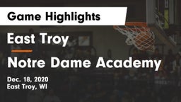 East Troy  vs Notre Dame Academy Game Highlights - Dec. 18, 2020