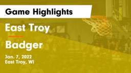 East Troy  vs Badger  Game Highlights - Jan. 7, 2022