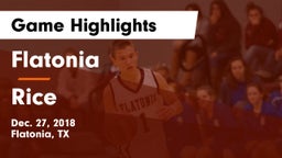 Flatonia  vs Rice  Game Highlights - Dec. 27, 2018