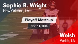 Matchup: Sophie B. Wright vs. Welsh  2016