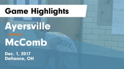 Ayersville  vs McComb  Game Highlights - Dec. 1, 2017