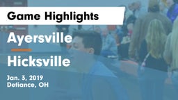 Ayersville  vs Hicksville  Game Highlights - Jan. 3, 2019