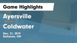 Ayersville  vs Coldwater  Game Highlights - Dec. 21, 2019