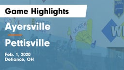 Ayersville  vs Pettisville  Game Highlights - Feb. 1, 2020