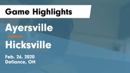 Ayersville  vs Hicksville  Game Highlights - Feb. 26, 2020