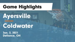 Ayersville  vs Coldwater  Game Highlights - Jan. 2, 2021