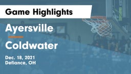 Ayersville  vs Coldwater  Game Highlights - Dec. 18, 2021