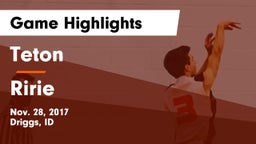 Teton  vs Ririe  Game Highlights - Nov. 28, 2017