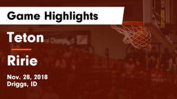 Teton  vs Ririe  Game Highlights - Nov. 28, 2018