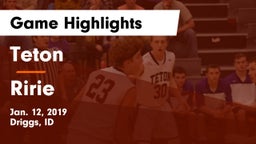 Teton  vs Ririe  Game Highlights - Jan. 12, 2019
