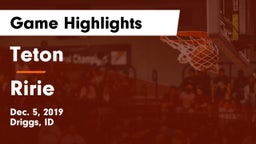 Teton  vs Ririe  Game Highlights - Dec. 5, 2019
