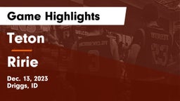 Teton  vs Ririe  Game Highlights - Dec. 13, 2023