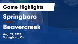 Springboro  vs Beavercreek  Game Highlights - Aug. 24, 2020