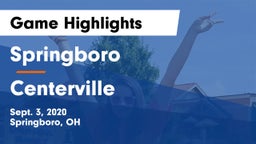 Springboro  vs Centerville Game Highlights - Sept. 3, 2020