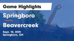 Springboro  vs Beavercreek  Game Highlights - Sept. 10, 2020