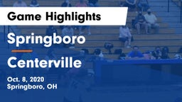 Springboro  vs Centerville Game Highlights - Oct. 8, 2020