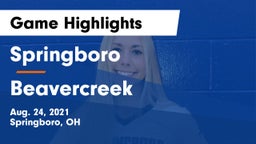Springboro  vs Beavercreek  Game Highlights - Aug. 24, 2021