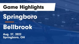 Springboro  vs Bellbrook  Game Highlights - Aug. 27, 2022