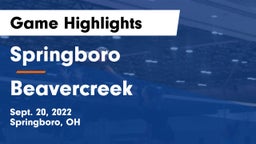 Springboro  vs Beavercreek  Game Highlights - Sept. 20, 2022