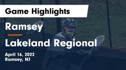 Ramsey  vs Lakeland Regional  Game Highlights - April 16, 2022