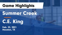 Summer Creek  vs C.E. King  Game Highlights - Feb. 23, 2021
