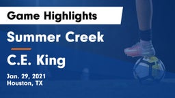 Summer Creek  vs C.E. King  Game Highlights - Jan. 29, 2021