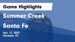 Summer Creek  vs Santa Fe  Game Highlights - Jan. 17, 2023