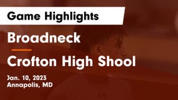 Broadneck  vs Crofton High Shool  Game Highlights - Jan. 10, 2023