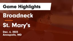 Broadneck  vs St. Mary's  Game Highlights - Dec. 6, 2023
