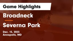 Broadneck  vs Severna Park  Game Highlights - Dec. 15, 2023