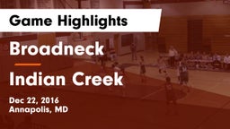 Broadneck  vs Indian Creek Game Highlights - Dec 22, 2016