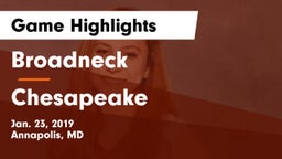 Broadneck  vs Chesapeake  Game Highlights - Jan. 23, 2019