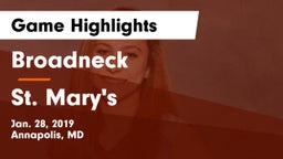 Broadneck  vs St. Mary's  Game Highlights - Jan. 28, 2019