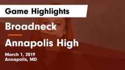 Broadneck  vs Annapolis High Game Highlights - March 1, 2019