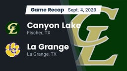 Recap: Canyon Lake  vs. La Grange  2020