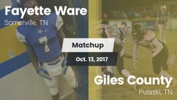 Matchup: Fayette Ware High vs. Giles County  2017