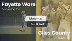 Matchup: Fayette Ware High vs. Giles County  2018