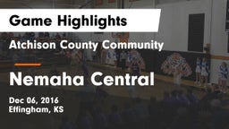 Atchison County Community  vs Nemaha Central  Game Highlights - Dec 06, 2016
