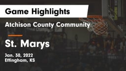 Atchison County Community  vs St. Marys  Game Highlights - Jan. 30, 2022