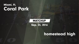 Matchup: Coral Park vs. homestead high 2016